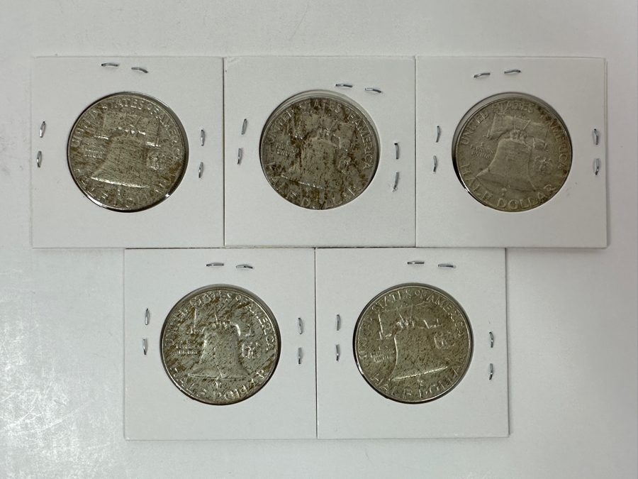 Just Added - (5) Silver Franklin Half Dollars: (4) 1963-D & (1) 1965-D [Photo 7]