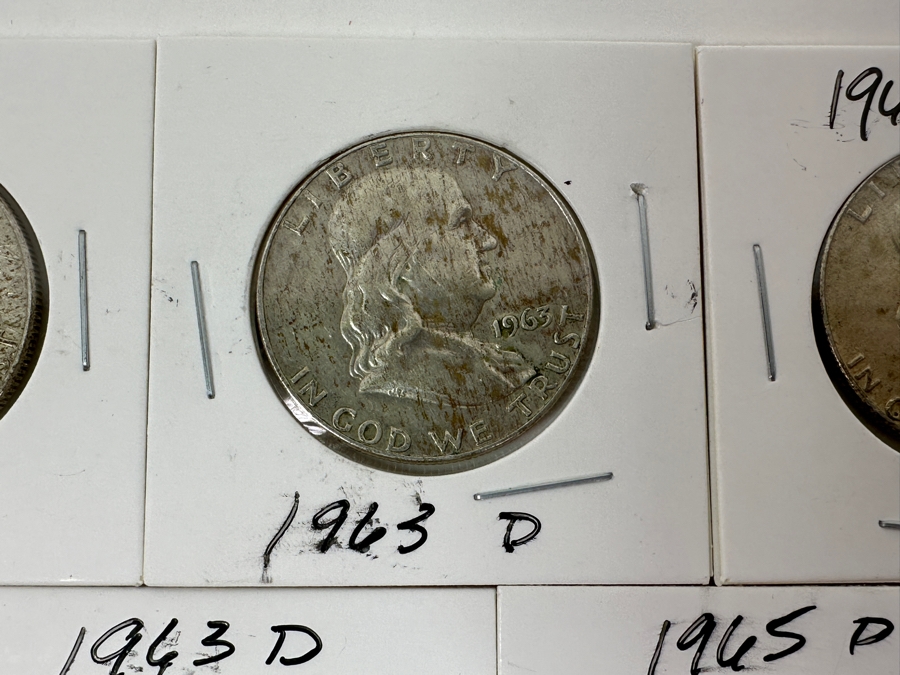 Just Added - (5) Silver Franklin Half Dollars: (4) 1963-D & (1) 1965-D [Photo 3]
