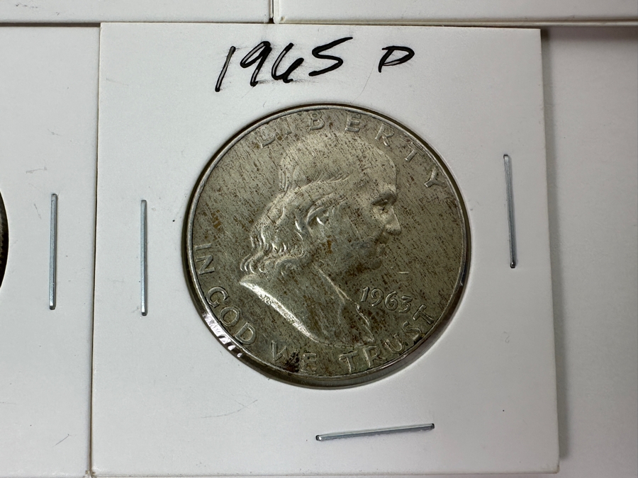 Just Added - (5) Silver Franklin Half Dollars: (4) 1963-D & (1) 1965-D [Photo 6]
