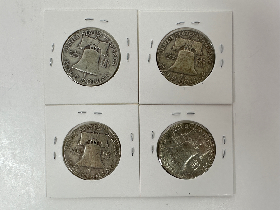 Just Added - (4) Silver Franklin Half Dollars: (1) 1957-D & (3) 1958-D [Photo 6]
