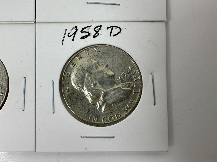 Just Added - (4) Silver Franklin Half Dollars: (1) 1957-D & (3) 1958-D [Photo 5]