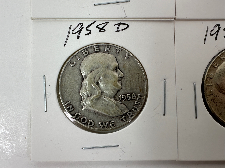 Just Added - (4) Silver Franklin Half Dollars: (1) 1957-D & (3) 1958-D [Photo 4]