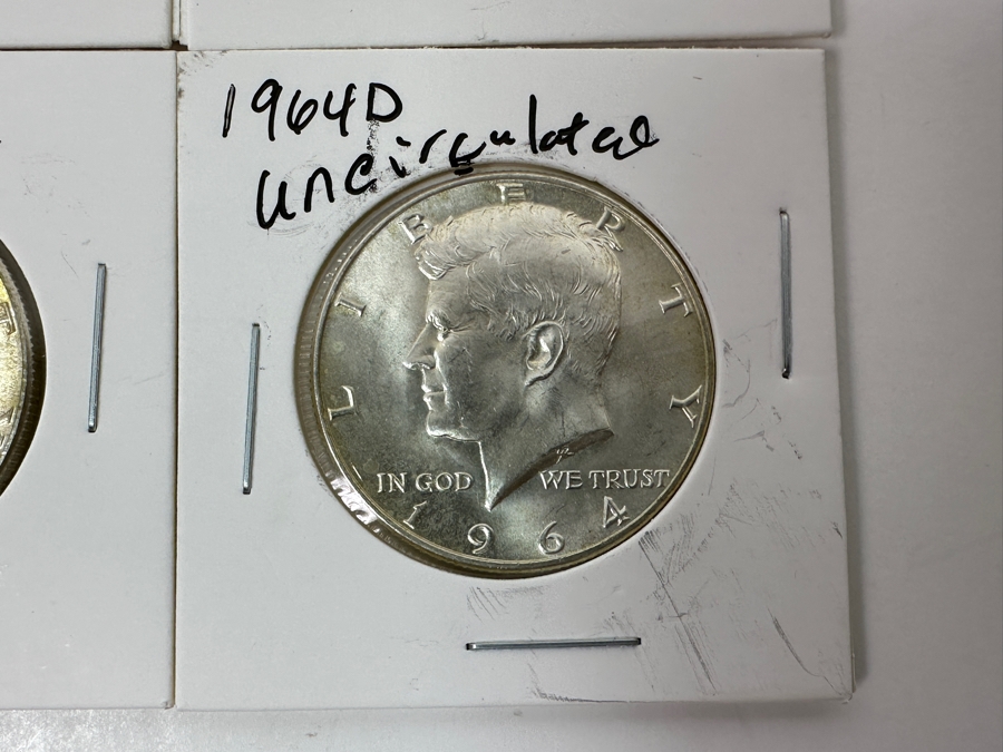 Just Added - (4) 1964-D Uncirculated Silver Kennedy Half Dollars - Ready For Grading [Photo 5]
