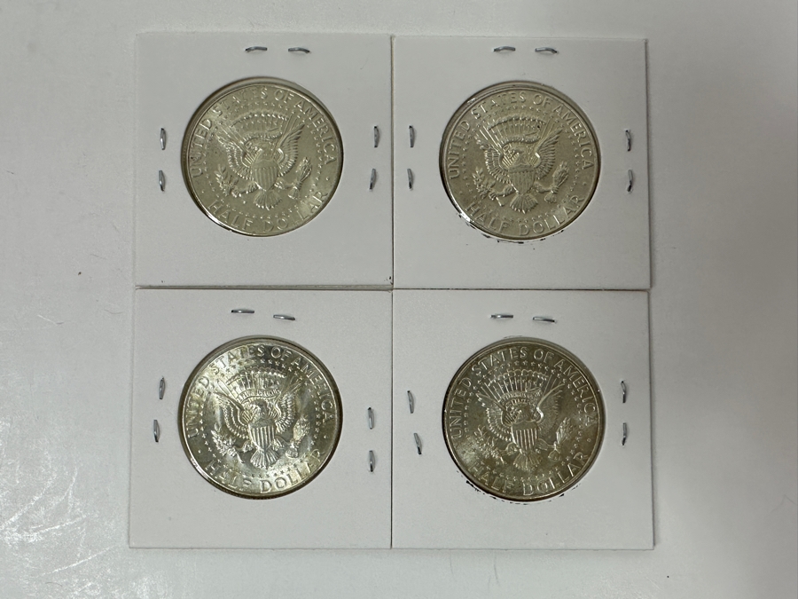 Just Added - (4) 1964 Uncirculated Silver Kennedy Half Dollars - (2) 1964 & (2) 1964-D - Ready For Grading [Photo 6]