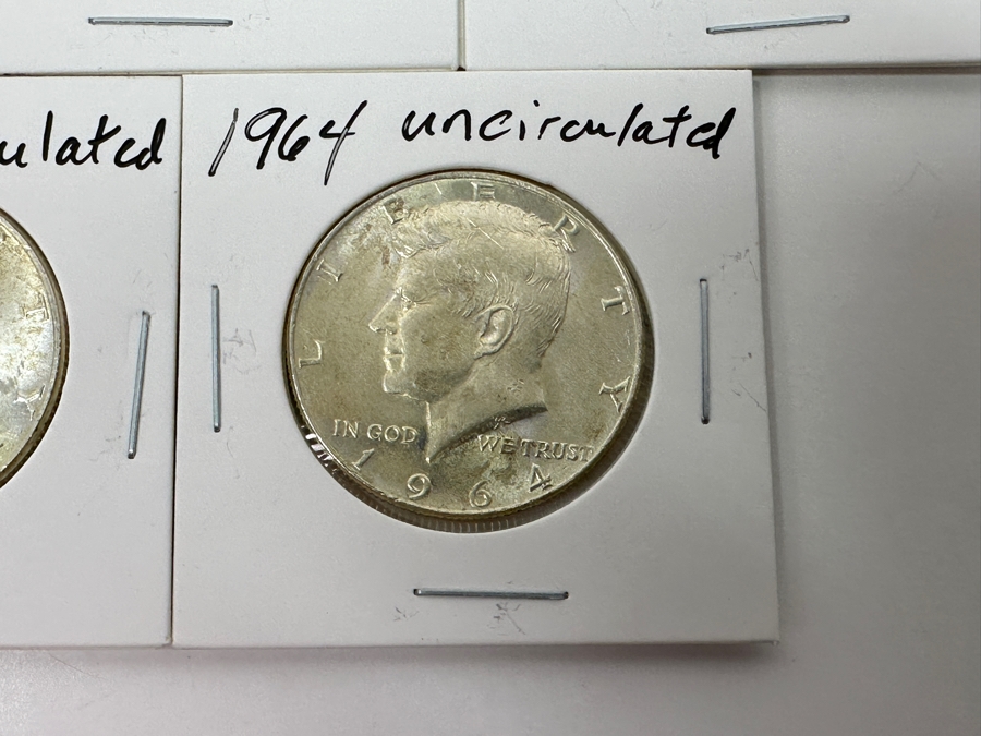 Just Added - (5) 1964 Uncirculated Silver Kennedy Half Dollars - Ready For Grading [Photo 6]