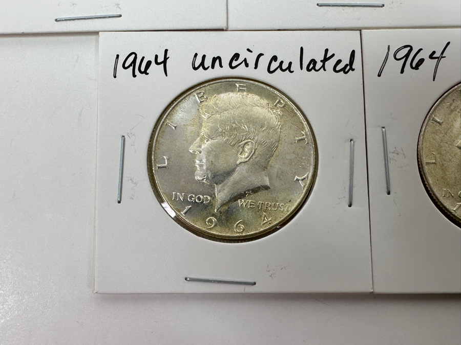 Just Added - (5) 1964 Uncirculated Silver Kennedy Half Dollars - Ready For Grading [Photo 5]