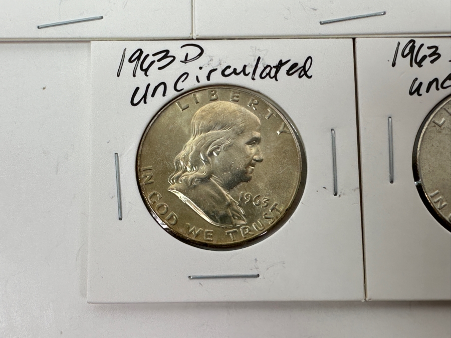 Just Added - (5) 1963-D Silver Franklin Half Dollars - Ready For Grading [Photo 5]
