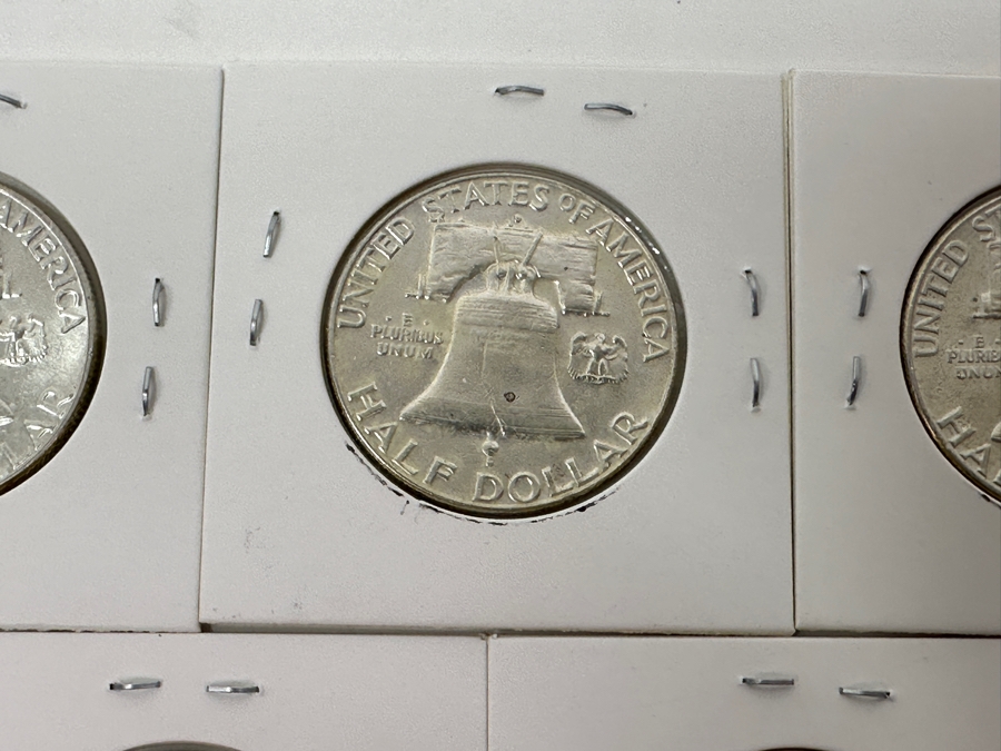 Just Added - (5) 1963-D Silver Franklin Half Dollars - Ready For Grading [Photo 9]