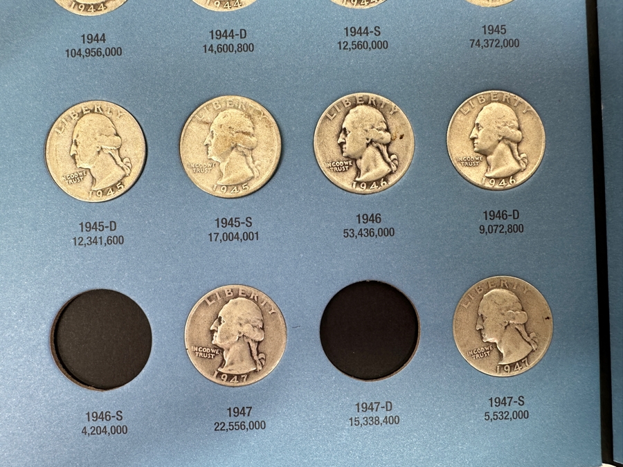 Just Added - Collection Of (29) Silver Washington Quarters From 1934-1947-S In Whitman Coin Folder [Photo 10]