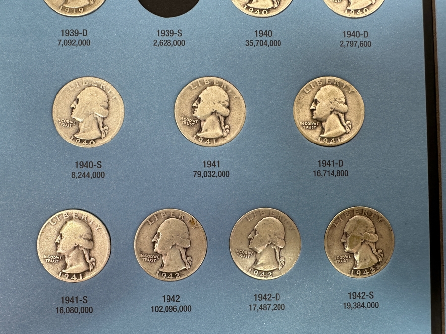 Just Added - Collection Of (29) Silver Washington Quarters From 1934-1947-S In Whitman Coin Folder [Photo 7]