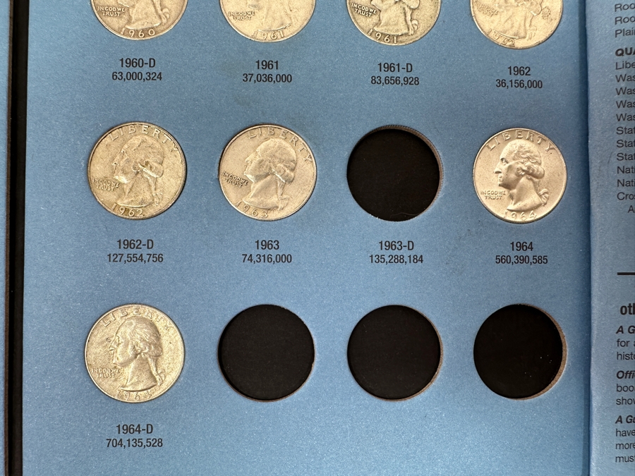 Just Added - Collection Of (33) Silver Washington Quarters From 1948-1964-D In Whitman Coin Folder [Photo 10]