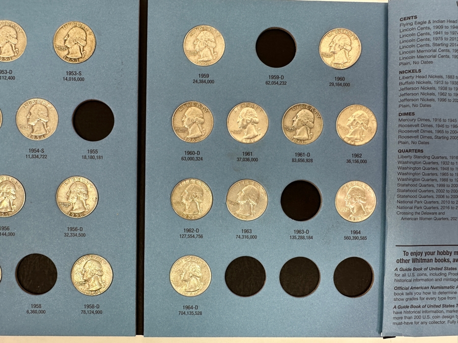 Just Added - Collection Of (33) Silver Washington Quarters From 1948-1964-D In Whitman Coin Folder [Photo 8]
