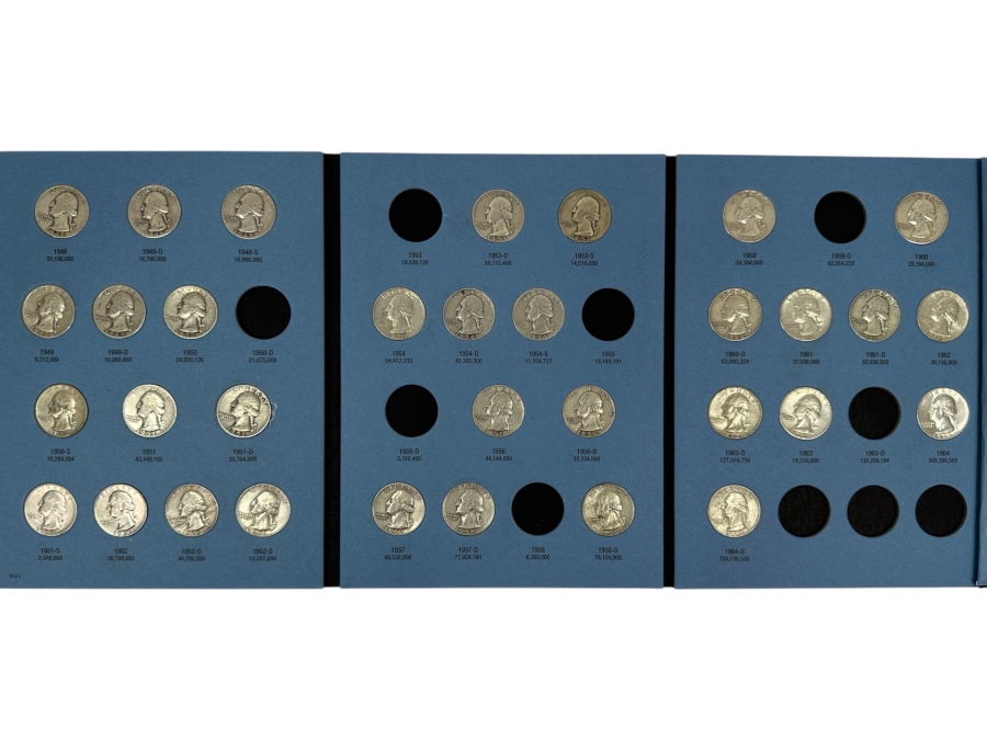 Just Added - Collection Of (33) Silver Washington Quarters From 1948-1964-D In Whitman Coin Folder