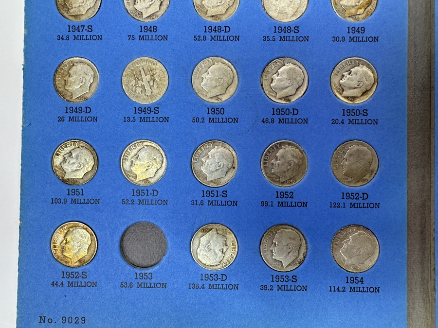 Just Added - Collection Of (47) Silver Roosevelt Dimes From 1946-1964 And (14) Clad Roosevelt Dimes In Whitman Coin Folder - (61) Total Roosevelt Dimes [Photo 6]