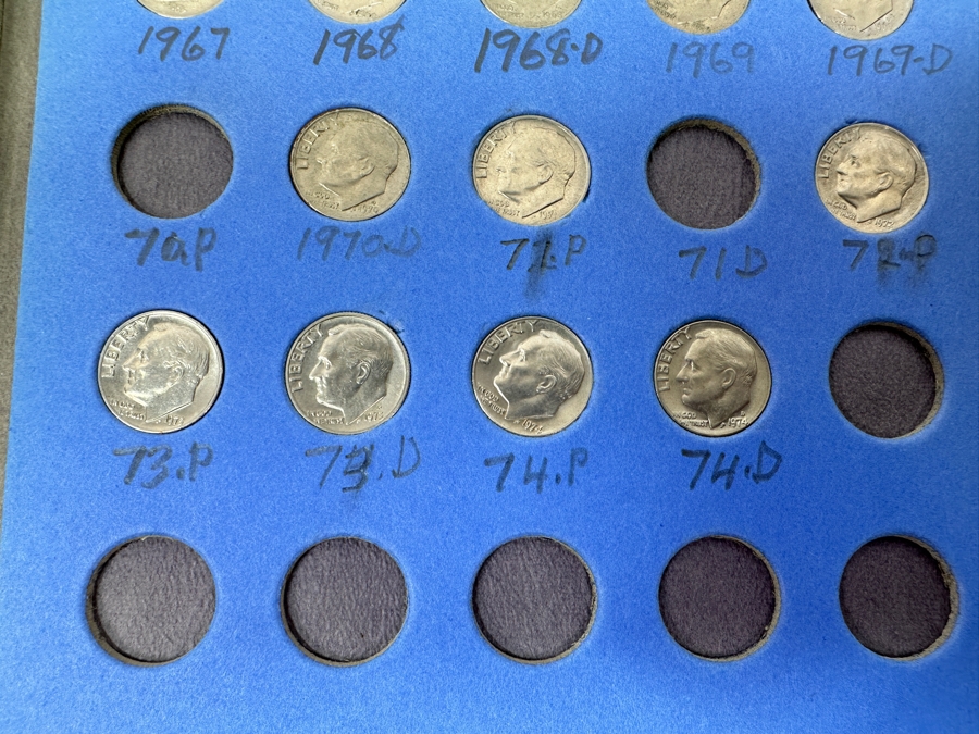 Just Added - Collection Of (47) Silver Roosevelt Dimes From 1946-1964 And (14) Clad Roosevelt Dimes In Whitman Coin Folder - (61) Total Roosevelt Dimes [Photo 10]