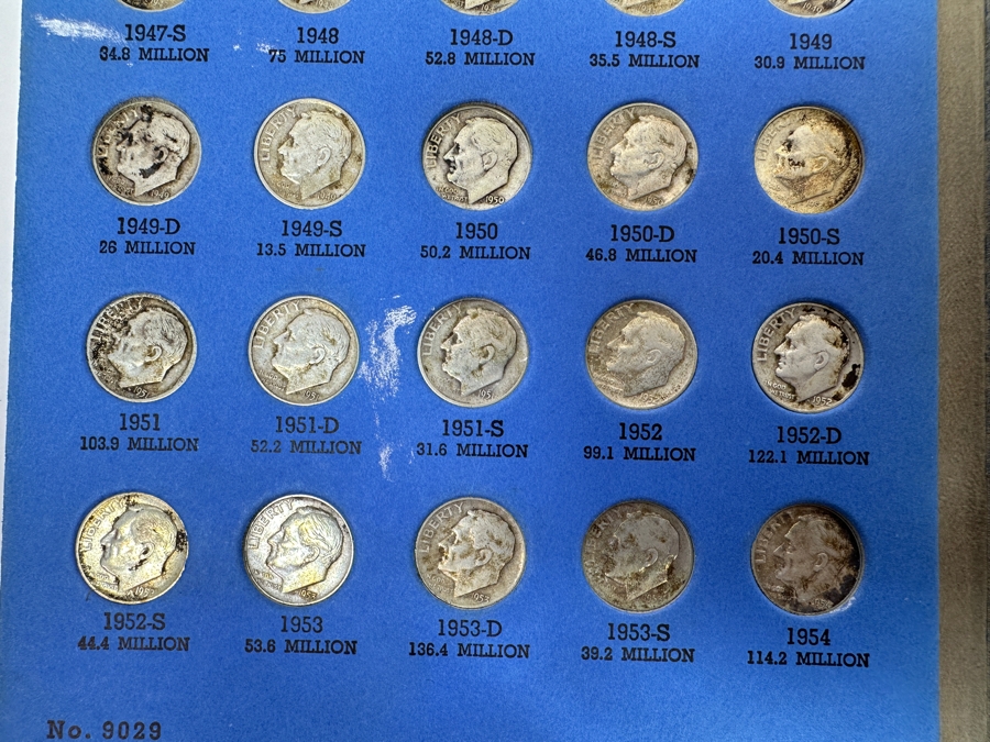 Just Added - Collection Of (48) Silver Roosevelt Dimes From 1946-1964 And (6) Clad Roosevelt Dimes In Whitman Coin Folder - (54) Total Roosevelt Dimes [Photo 4]