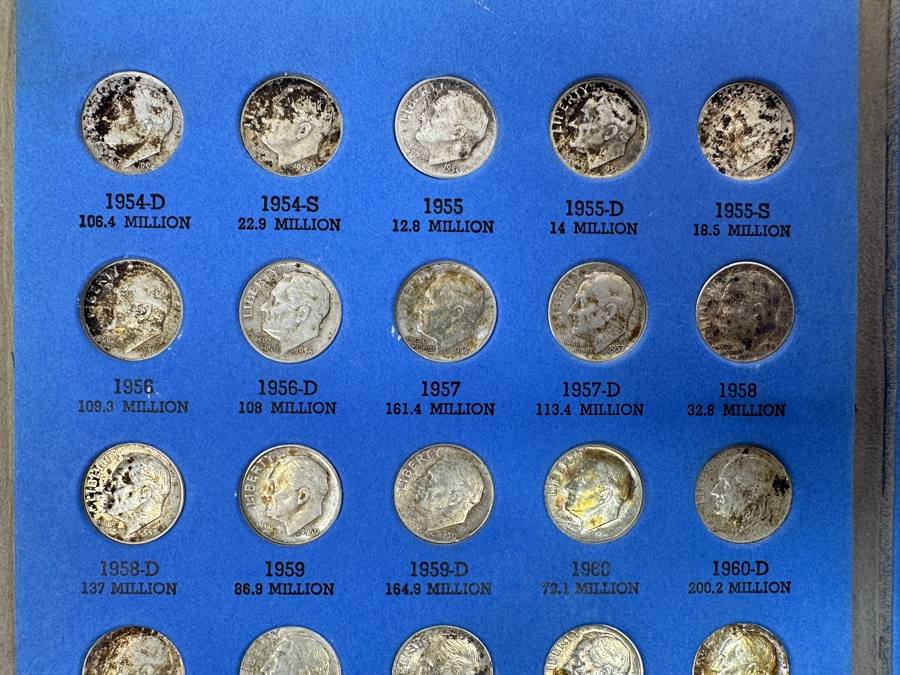 Just Added - Collection Of (48) Silver Roosevelt Dimes From 1946-1964 And (6) Clad Roosevelt Dimes In Whitman Coin Folder - (54) Total Roosevelt Dimes [Photo 5]