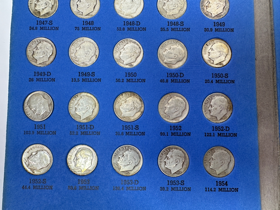 Just Added - Collection Of (48) Silver Roosevelt Dimes From 1946-1964 And (15) Clad Roosevelt Dimes In Whitman Coin Folder - (63) Total Roosevelt Dimes [Photo 4]