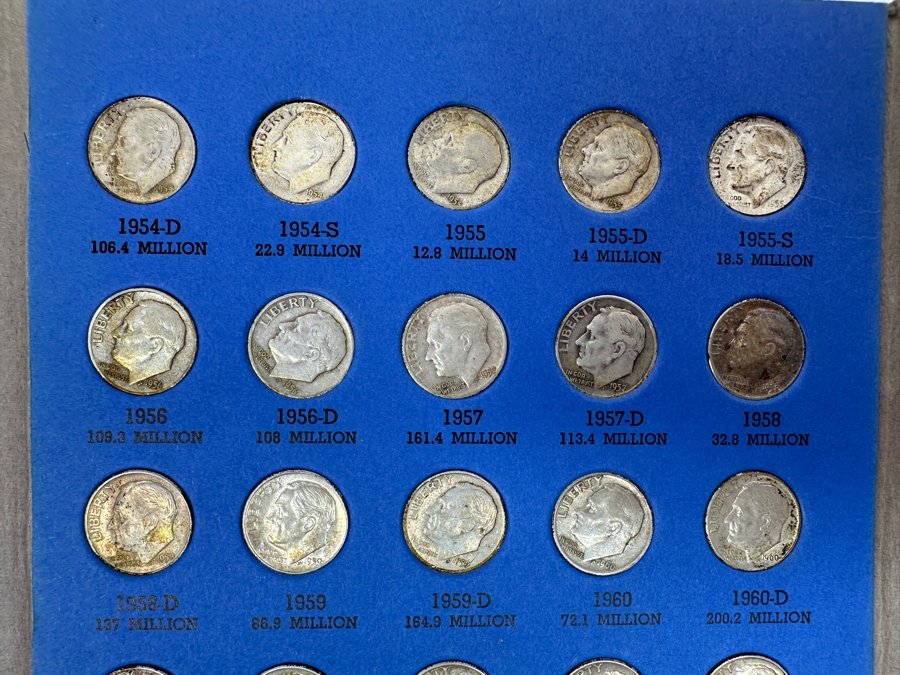 Just Added - Collection Of (48) Silver Roosevelt Dimes From 1946-1964 And (15) Clad Roosevelt Dimes In Whitman Coin Folder - (63) Total Roosevelt Dimes [Photo 6]