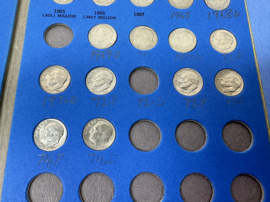 Just Added - Collection Of (48) Silver Roosevelt Dimes From 1946-1964 And (15) Clad Roosevelt Dimes In Whitman Coin Folder - (63) Total Roosevelt Dimes [Photo 10]