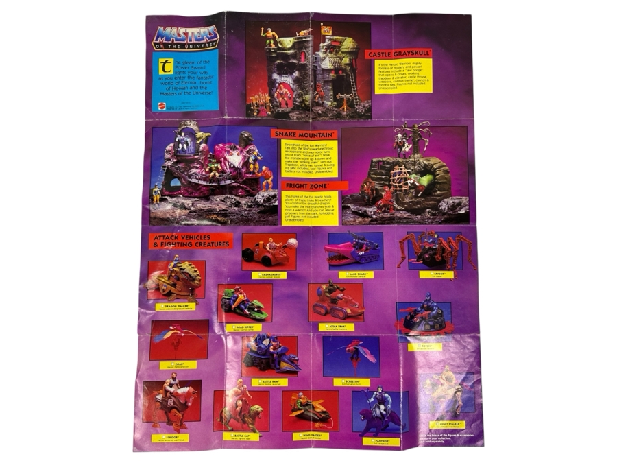 Just Added - Vintage 1985 Masters Of The Universe Double-Sided Poster Catalog Featuring The Collection Of MOTO Action Figures And Vehicles [Photo 2]