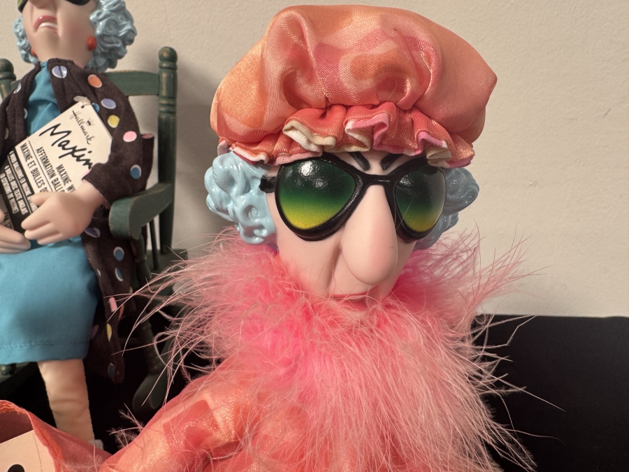 Just Added - Set of Four Hallmark Maxine Plush Shelf Sitter Dolls with Sunglasses and Bunny Slippers, One In Rocking Chair 14' - 16'H [Photo 6]