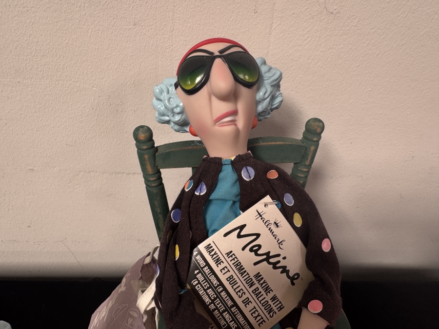 Just Added - Set of Four Hallmark Maxine Plush Shelf Sitter Dolls with Sunglasses and Bunny Slippers, One In Rocking Chair 14' - 16'H [Photo 4]