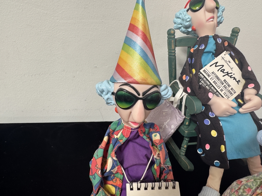 Just Added - Set of Four Hallmark Maxine Plush Shelf Sitter Dolls with Sunglasses and Bunny Slippers, One In Rocking Chair 14' - 16'H [Photo 3]