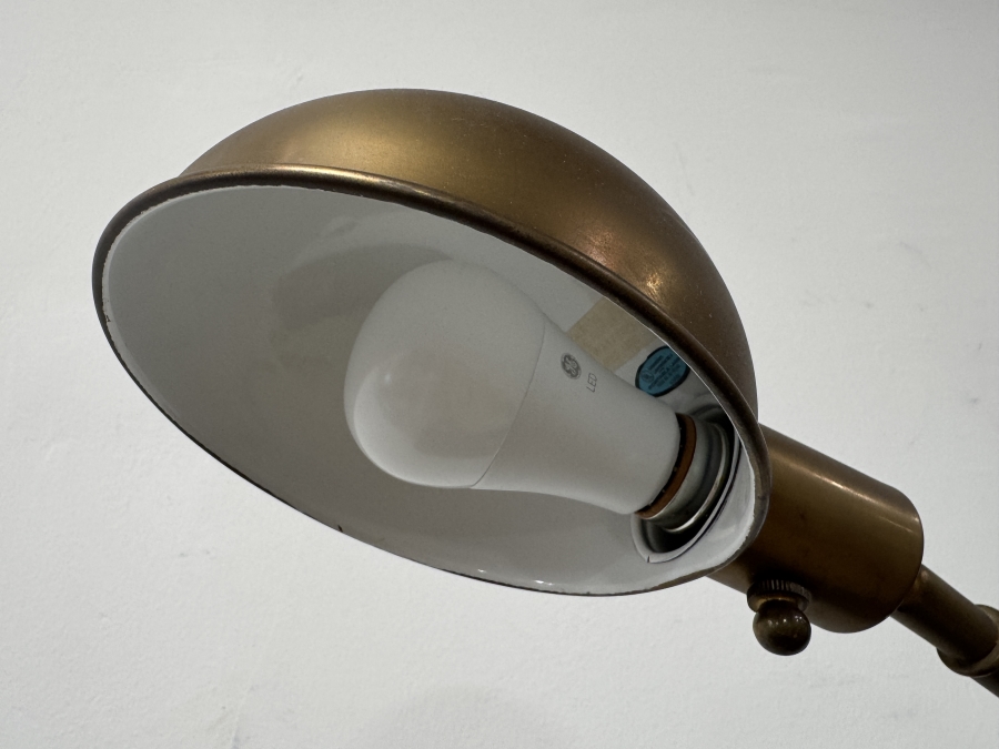 Just Added - Vintage Brass Pharmacy Desk Lamp with Adjustable Swing Arm and Dome Shade [Photo 3]