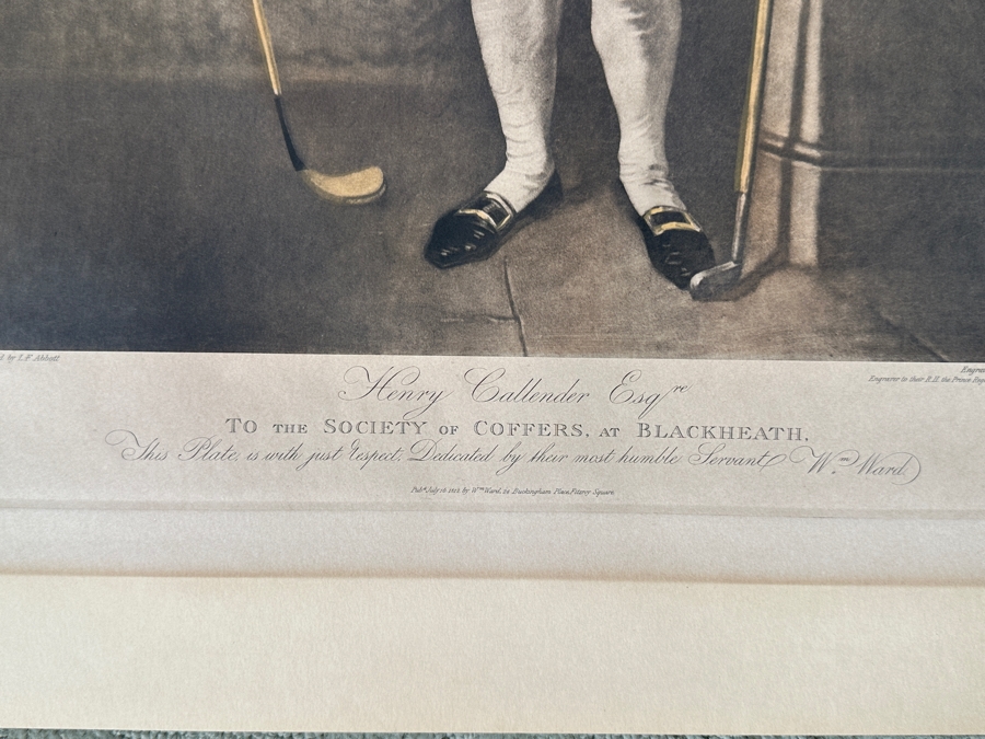 Just Added - Vintage 1812 William M. Ward Early Golf Engraving Of Lemuel Francis Abbott's Painting Henry Callender Esq - A Pioneer Of English Golf And Captain Of The Society Of Golfers At Blackheath 16 X 24 [Photo 7]