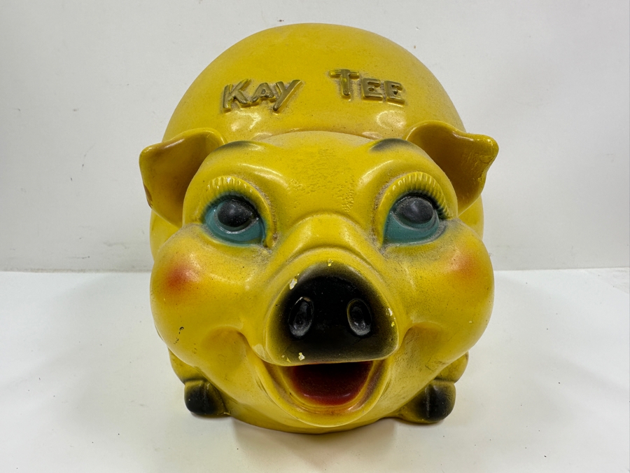 Just Added - Large Vintage 1962 'Kay Tee' Chalkware Piggy Bank Made By Silvestri Brothers Co. 13W X 9H [Photo 2]