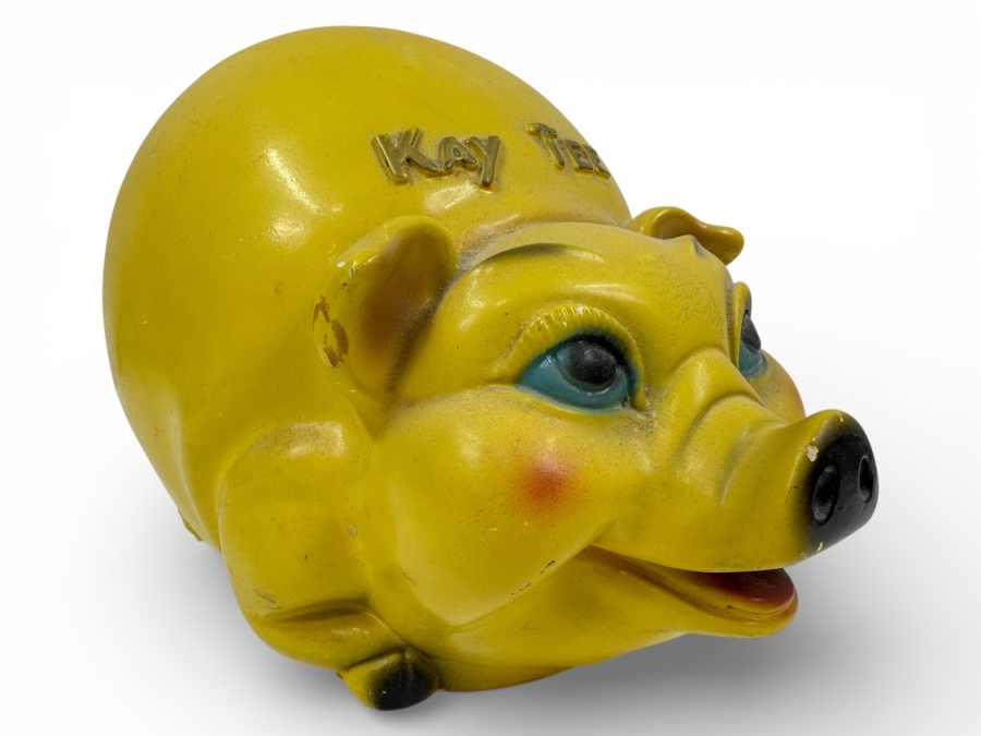 Just Added - Large Vintage 1962 'Kay Tee' Chalkware Piggy Bank Made By Silvestri Brothers Co. 13W X 9H