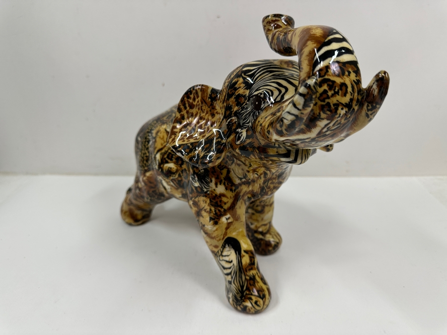 Just Added - Vintage La Vie Safari Patchwork Ceramic Elephant Figurine 14'W X 11'H [Photo 2]