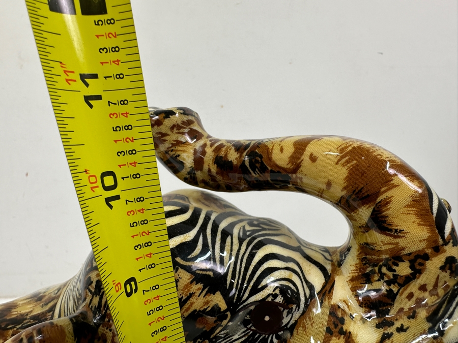 Just Added - Vintage La Vie Safari Patchwork Ceramic Elephant Figurine 14'W X 11'H [Photo 6]