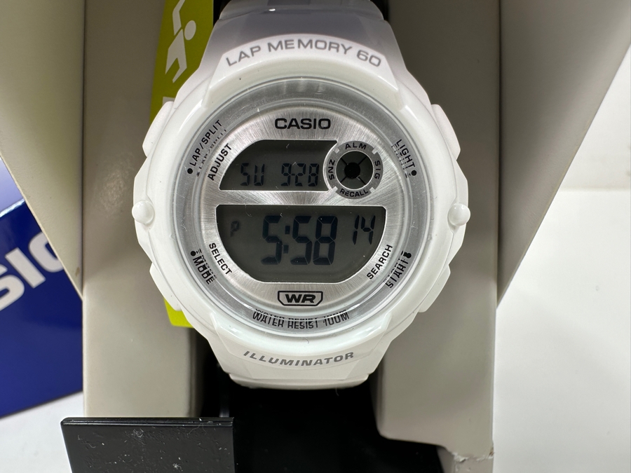Just Added - New Casio Women's Digital Water Resistant Lap Memory Running Watch In White [Photo 2]