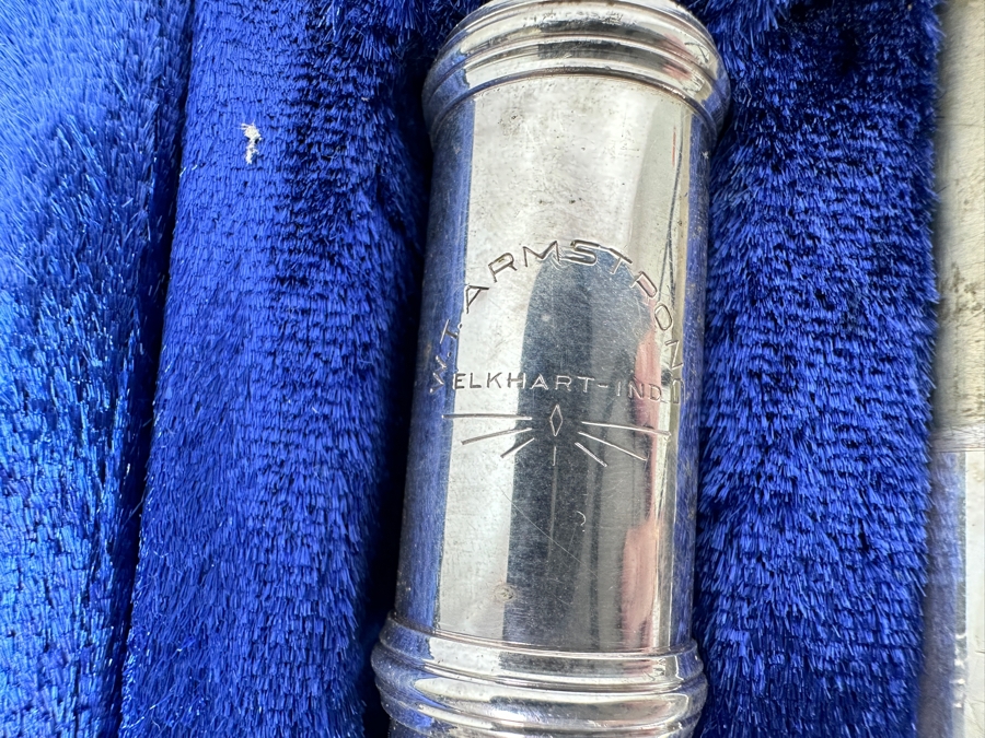 Just Added - Vintage W. T. Armstrong Sterling Silver Plated Flute With Case Elkhart, IN [Photo 5]