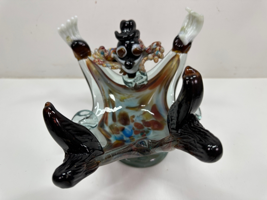Just Added - Vintage Murano Art Glass Clown Ashtray 9'W X 7'H [Photo 6]