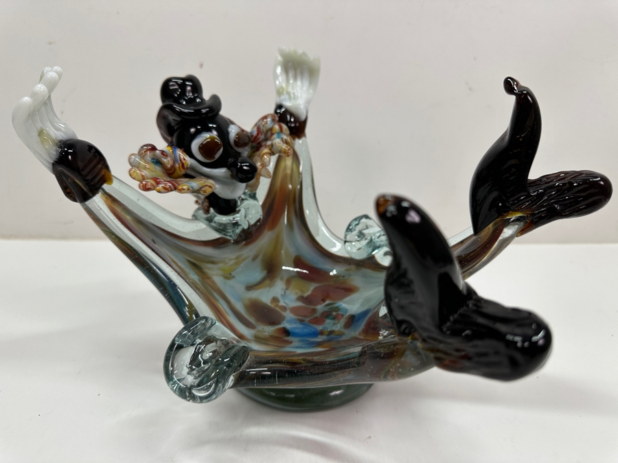Just Added - Vintage Murano Art Glass Clown Ashtray 9'W X 7'H [Photo 2]