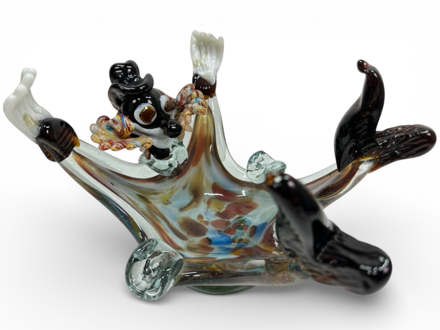 Just Added - Vintage Murano Art Glass Clown Ashtray 9'W X 7'H