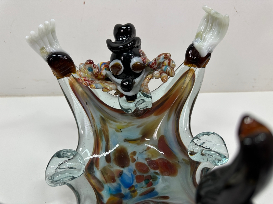 Just Added - Vintage Murano Art Glass Clown Ashtray 9'W X 7'H [Photo 5]