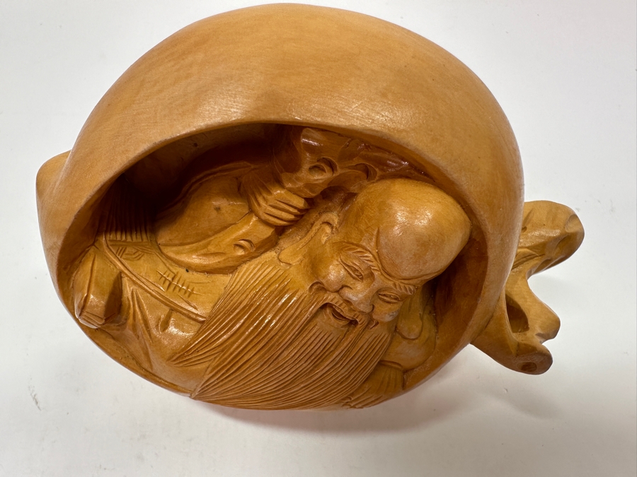 Just Added - Boxwood Carving Netsuke God Of Longevity 5'W [Photo 4]