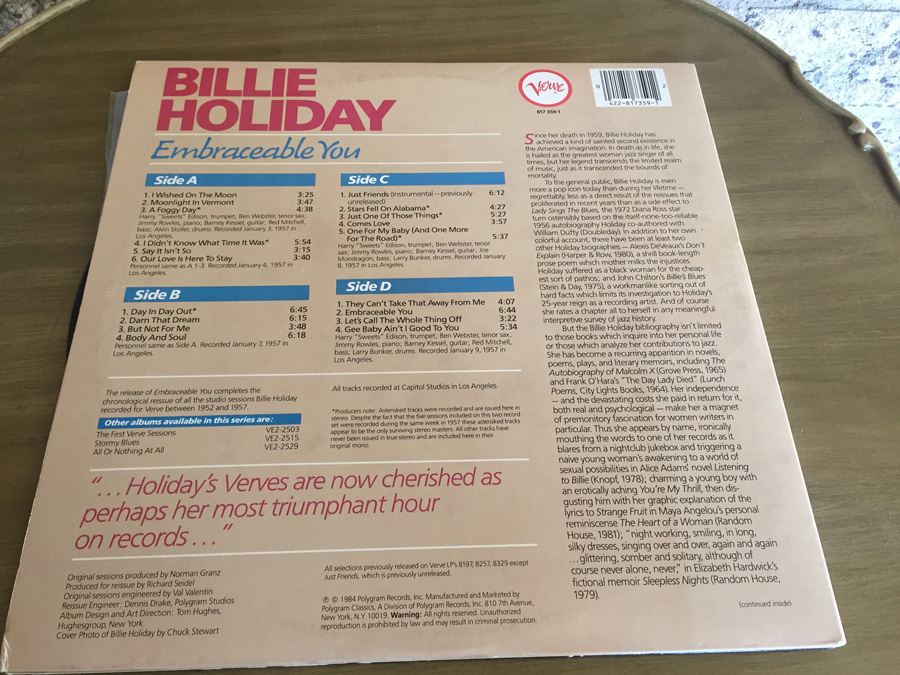 Billie Holiday ‎- Embraceable You - Verve Records ‎- 817 359-1