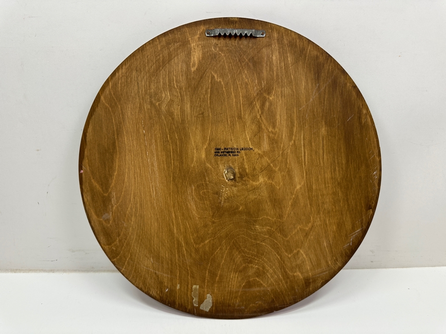 Just Added - Vintage 1990 Handmade Hand Painted Wooden Swivel Perpetual Wall Calendar By Patricia Leddon 14'W
 [Photo 4]
