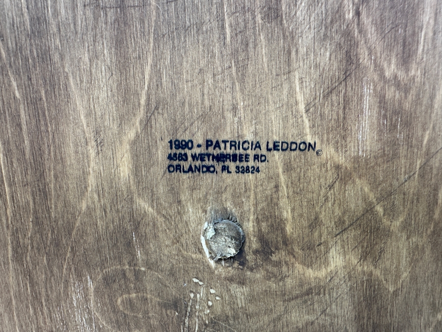 Just Added - Vintage 1990 Handmade Hand Painted Wooden Swivel Perpetual Wall Calendar By Patricia Leddon 14'W
 [Photo 5]