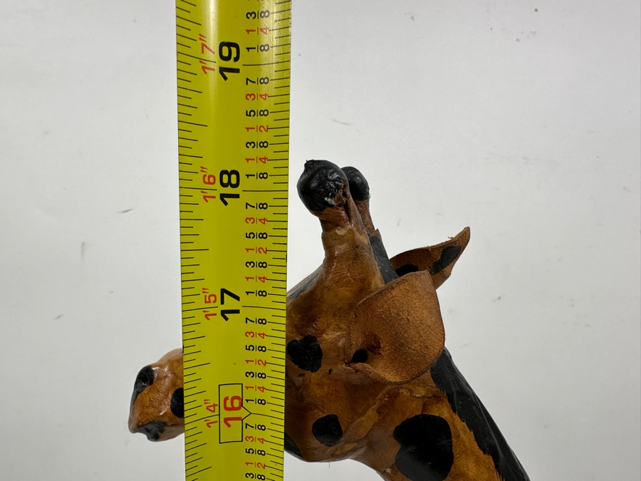 Just Added - (2) Vintage Leather Wrapped Giraffe Figurines 18'H [Photo 5]