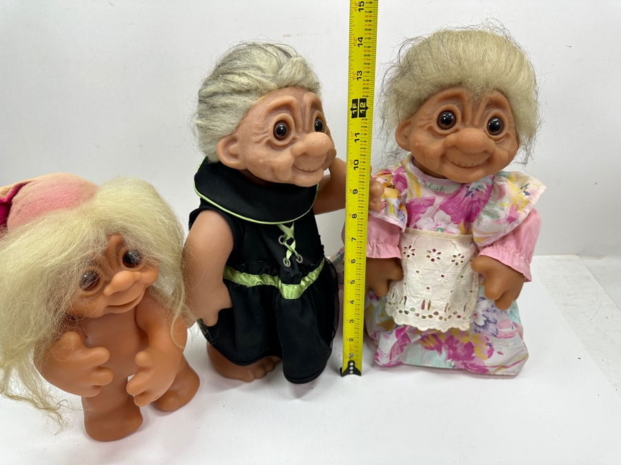 Just Added - (3) Vintage 1970s/80s Thomas Dam (1915-1989) Troll Dolls Made In Denmark 10'H & 14'H [Photo 9]