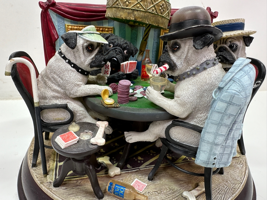 Just Added - Danbury Mint 'The Poker Playing Pugs' (Has Some Minor Damage) 6.5'H [Photo 2]