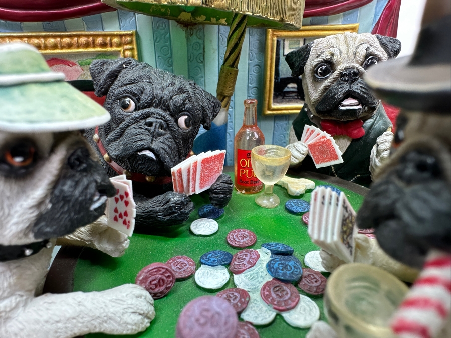 Just Added - Danbury Mint 'The Poker Playing Pugs' (Has Some Minor Damage) 6.5'H [Photo 3]