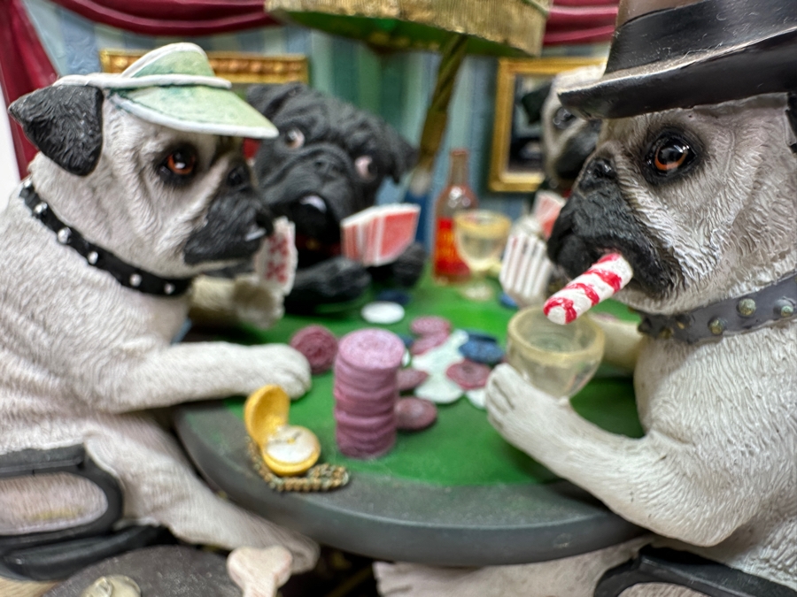 Just Added - Danbury Mint 'The Poker Playing Pugs' (Has Some Minor Damage) 6.5'H [Photo 7]