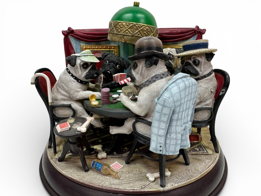 Just Added - Danbury Mint 'The Poker Playing Pugs' (Has Some Minor Damage) 6.5'H